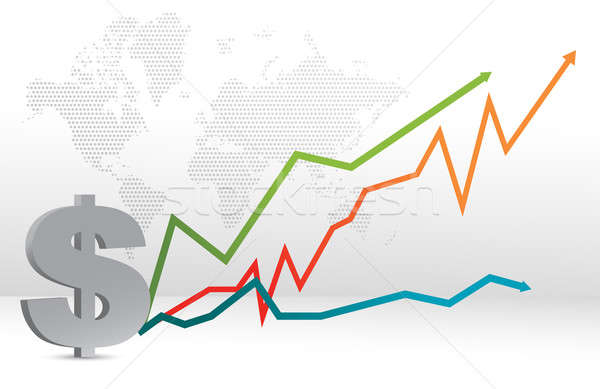 Foto stock: Dólar · mapa · previsão · gráfico · ilustração · projeto