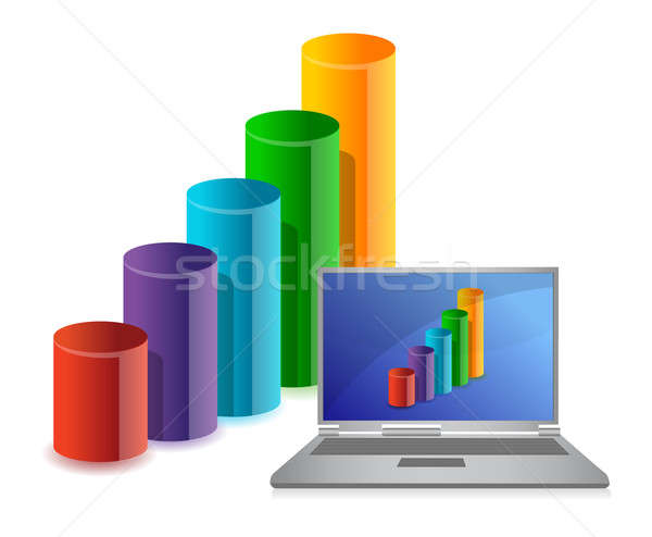 Stock fotó: Laptop · diagram · illusztráció · üzlet · munka · bár