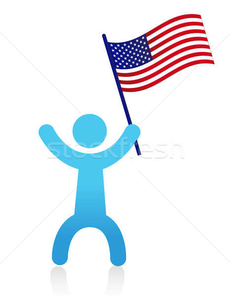 american man waving a USA flag illustration design isolated over Stock photo © alexmillos