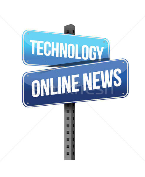 technology online news road sign illustration design over a whit Stock photo © alexmillos