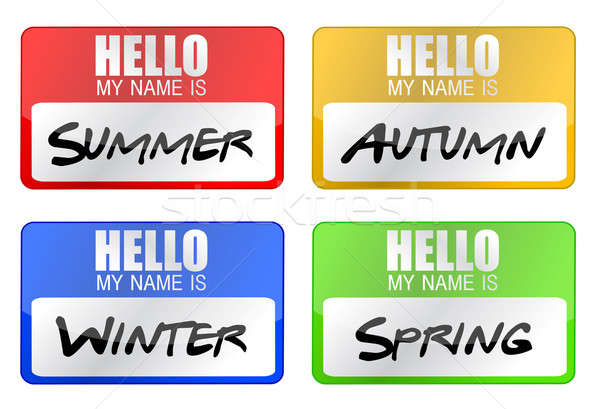 clime seasons name tags illustration design over white Stock photo © alexmillos