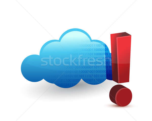 Cloud and exclamation on white background. Stock photo © alexmillos