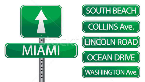 Miami Florida street signs isolated over a white background Stock photo © alexmillos