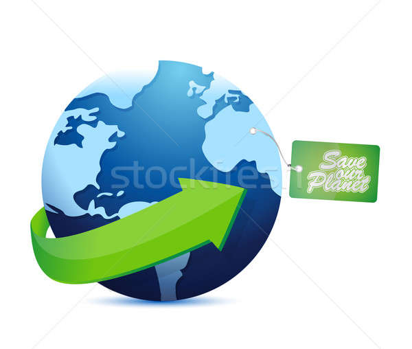 save the planet tag illustration design over a white background Stock photo © alexmillos