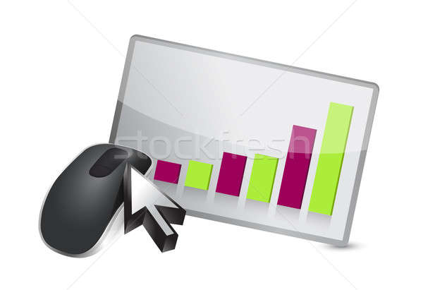 Wykres biznesowych bezprzewodowej mysz komputerowa odizolowany biały komputera Zdjęcia stock © alexmillos