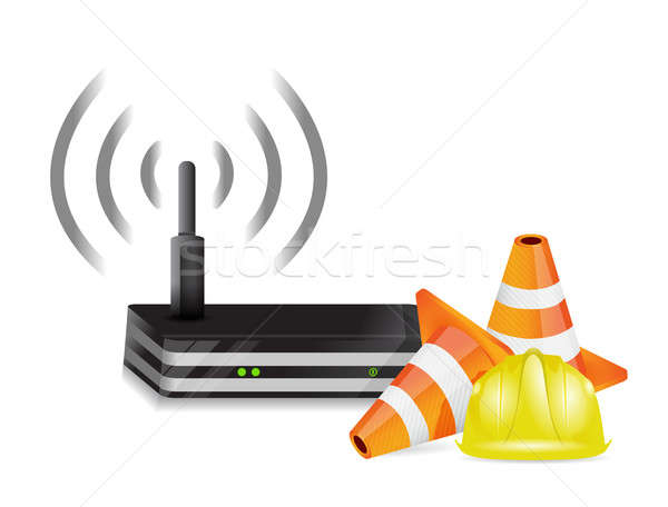 Router bescherming weg internet gebouw werk Stockfoto © alexmillos