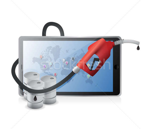Tabletta benzinkút pumpa fúvóka autó térkép művészet Stock fotó © alexmillos