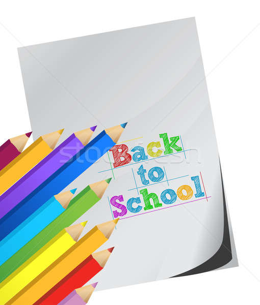 back to school, Color pencils and white paper Stock photo © alexmillos