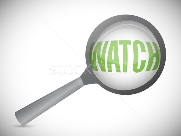 word watch under a magnifier. illustration design over white Stock photo © alexmillos