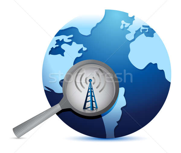 Stockfoto: Zoek · connectiviteit · rond · wereld · wifi · toren
