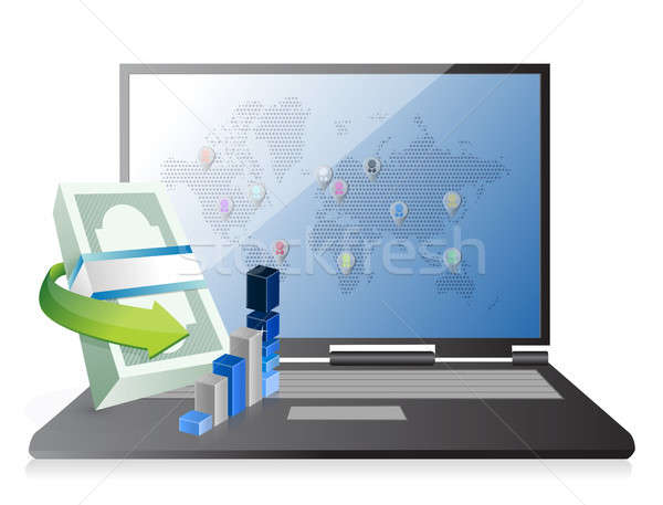 Foto stock: Negócio · moderno · laptop · ilustração · projeto