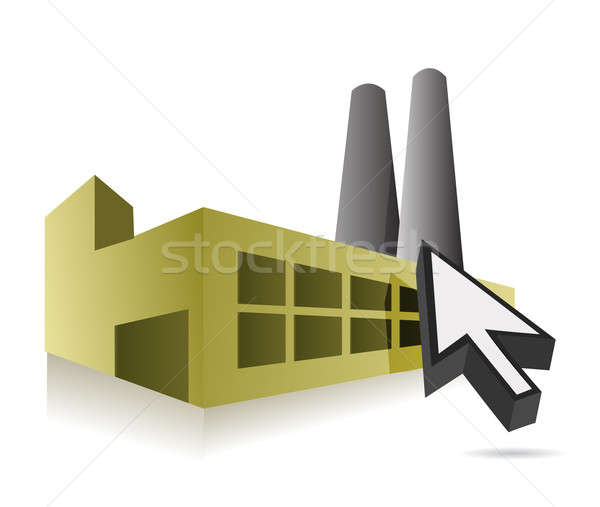 Online Factory and cursor illustration design over white Stock photo © alexmillos