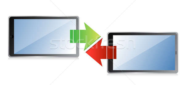 tablet transferring information concept illustration design over Stock photo © alexmillos