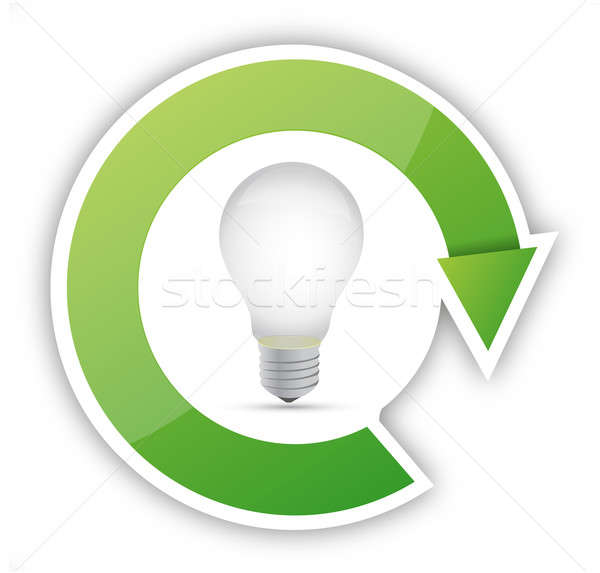 lightbulb eco cycle illustration design over white background Stock photo © alexmillos