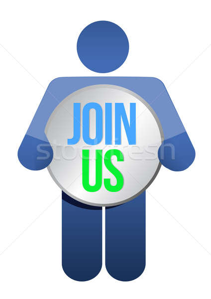 man, person with a button ' Join us'. Businessman illustration Stock photo © alexmillos