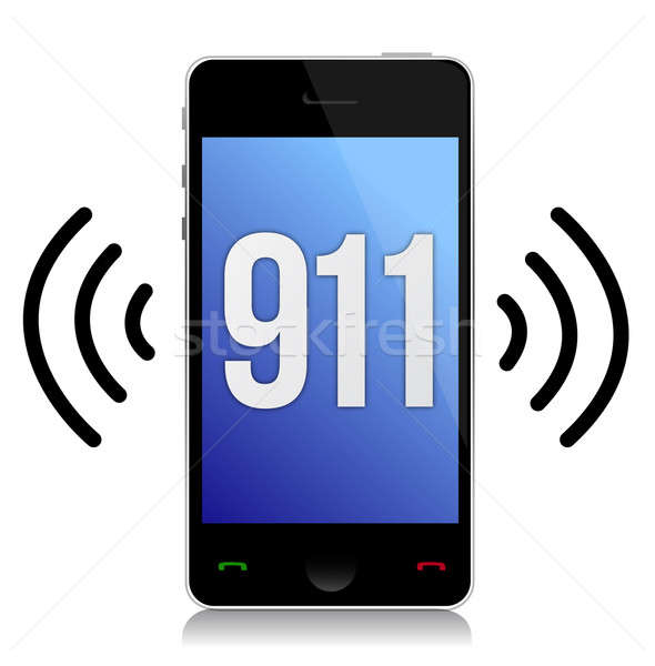 Emergency number 911 call illustration design over white Stock photo © alexmillos