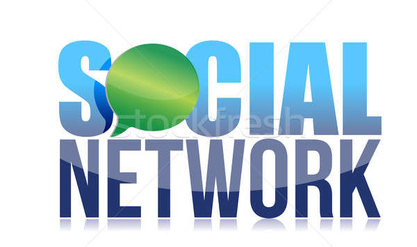 Template of the sign social network illustration design over whi Stock photo © alexmillos