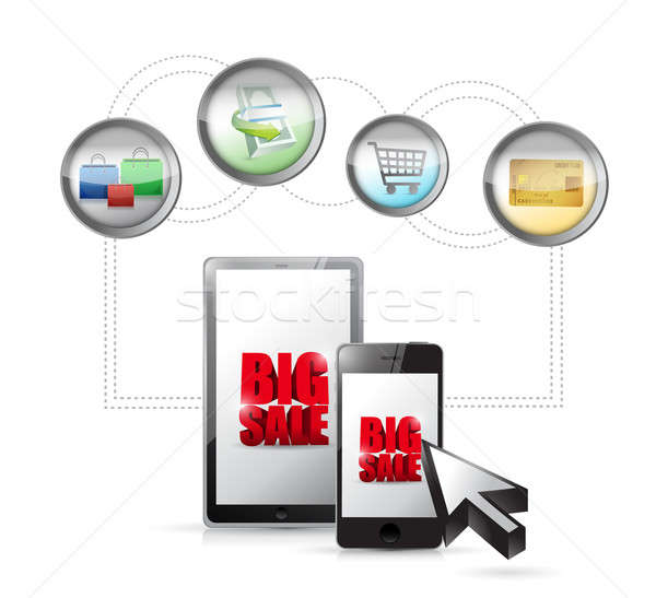 Stockfoto: Groot · verkoop · online · ecommerce · technologie · illustratie