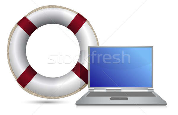 sos lifesaver laptop illustration design over white Stock photo © alexmillos