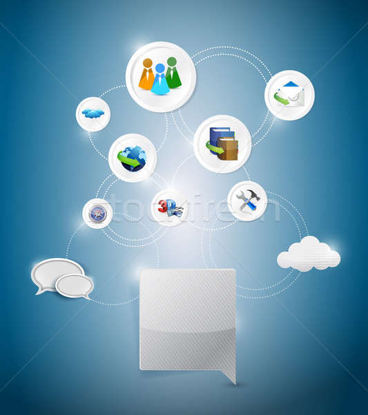 online network settings illustration design over a blue backgrou Stock photo © alexmillos
