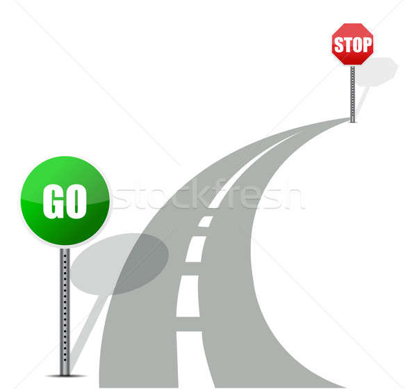 go and stop road illustration design over white Stock photo © alexmillos