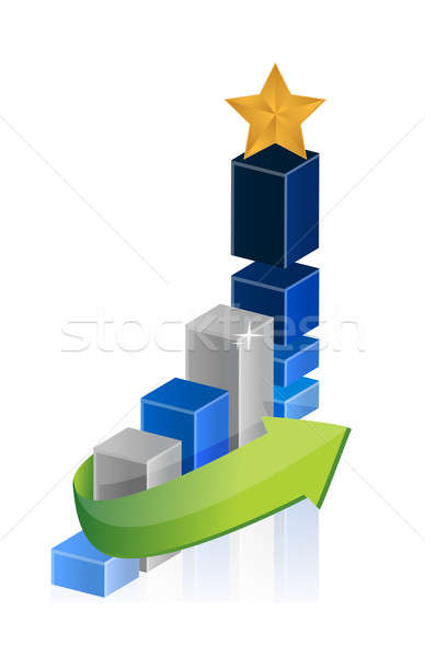 Stock photo: Leader star business graph 