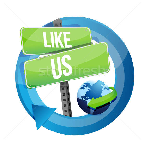 Like us road sign illustration design  Stock photo © alexmillos