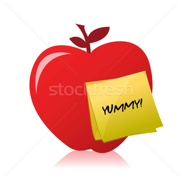 red apple with an yummy illustration design over white Stock photo © alexmillos