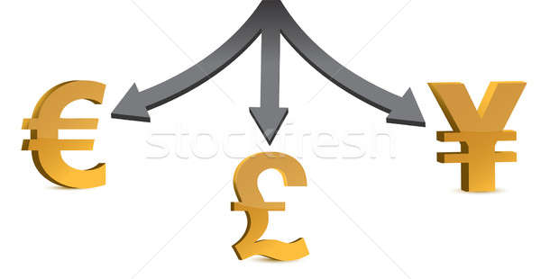 three directions, symbol of the money Stock photo © alexmillos