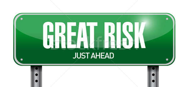 great risk road sign illustration design over white Stock photo © alexmillos