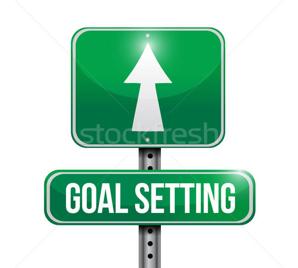Goal settings road sign illustrations design over white Stock photo © alexmillos