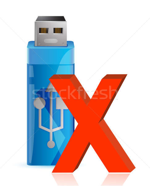 USB Flash Drive with BREAKDOWN sign. illustration design Stock photo © alexmillos