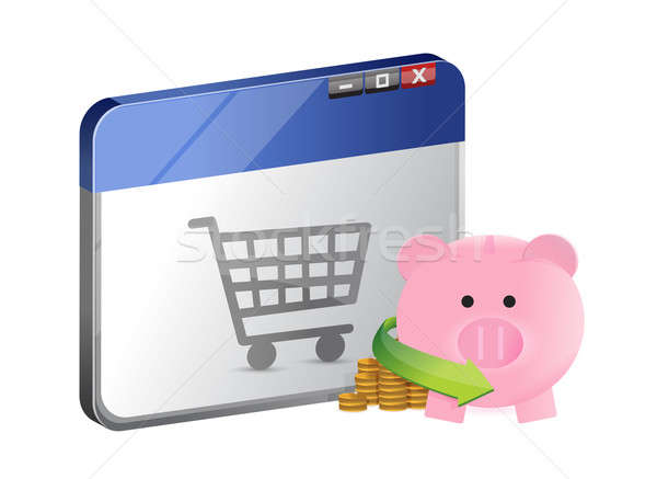 shopping with online savings illustration design over a white ba Stock photo © alexmillos