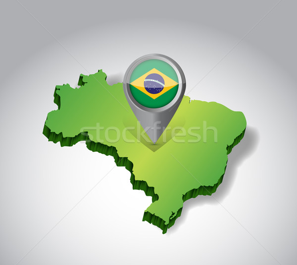 Brazil map and flag illustration design Stock photo © alexmillos