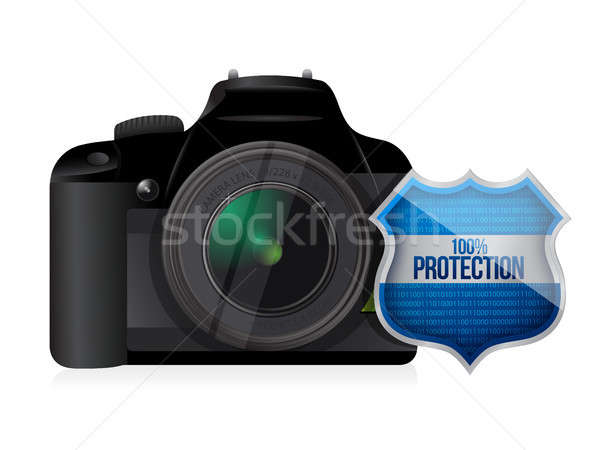 Stock foto: Kamera · Schirm · Sicherheit · Illustration · Design · weiß