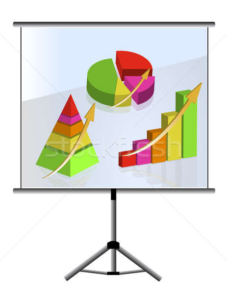 Presentation of a set of graphs illustration design over white Stock photo © alexmillos