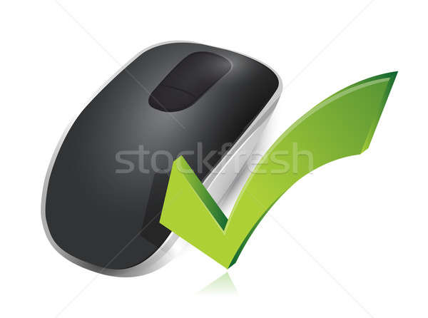 check mark sign and Wireless computer mouse isolated on white ba Stock photo © alexmillos
