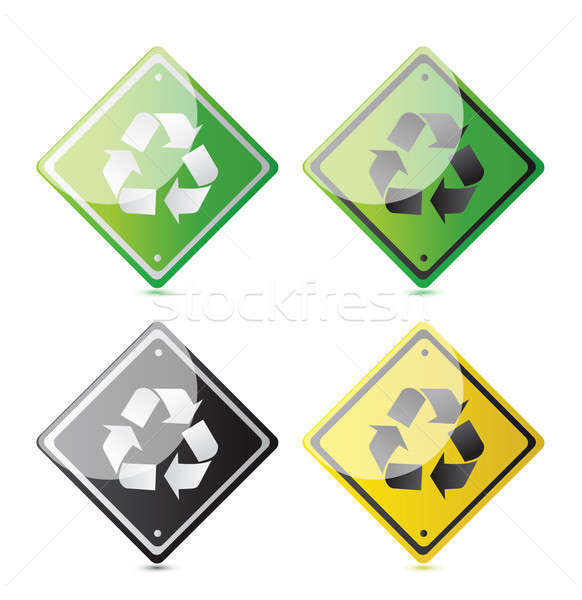 Foto stock: Reciclar · assinar · diferente · formato · eco · ilustração