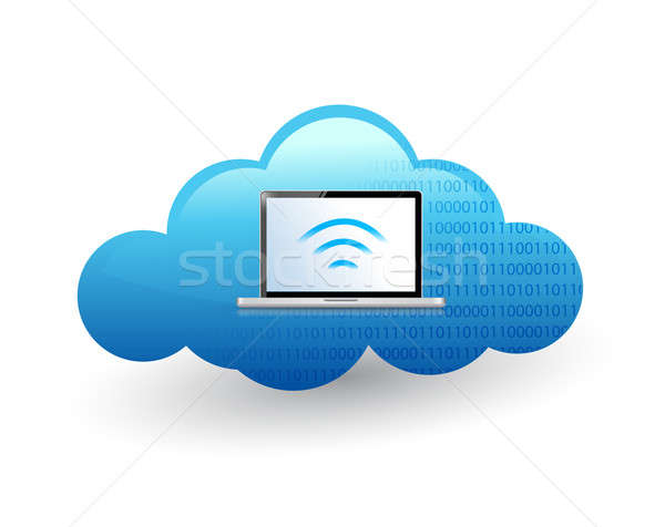 Computer portatile nube wifi laptop tecnologia server Foto d'archivio © alexmillos