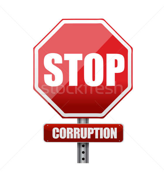 Stop corruption road sign illustration Stock photo © alexmillos