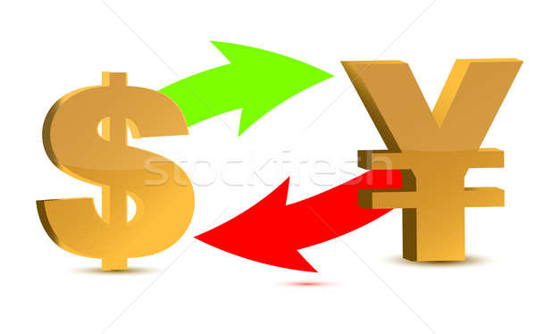 Currency exchange. Dollar and yen isolated on white background. Stock photo © alexmillos