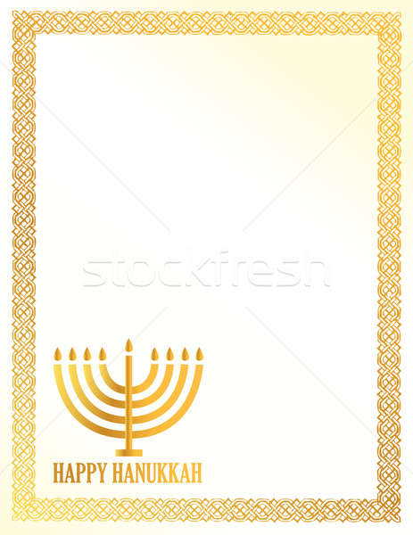 Detail illustration of a golden happy hanukkah card. Stock photo © alexmillos