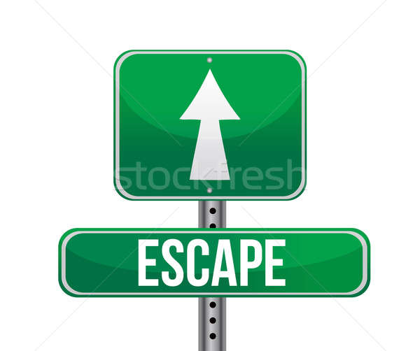 Foto stock: Escapar · senalización · de · la · carretera · ilustración · diseno · blanco · carretera