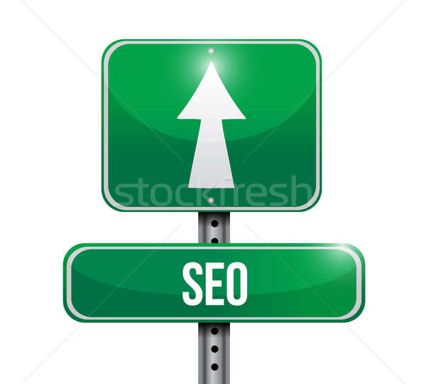 seo road sign illustration design over a white background Stock photo © alexmillos