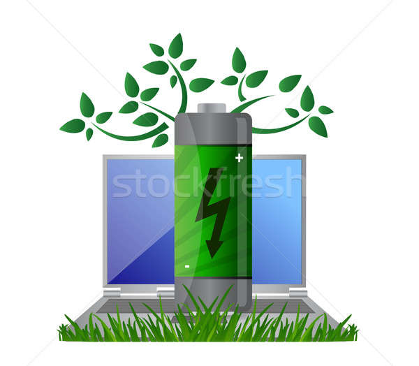 Green energy and notebook illustration design concept Stock photo © alexmillos