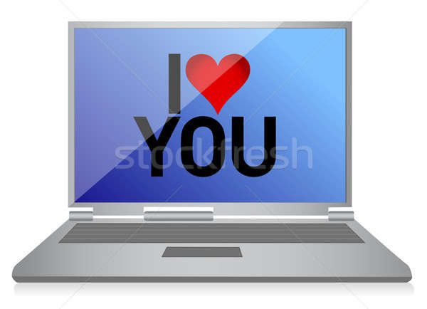 online dating concept laptop illustration design over white Stock photo © alexmillos