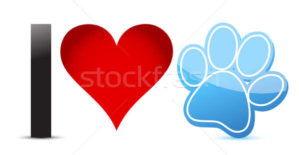 Foto stock: Amor · mascotas · ilustración · diseno · azul · rompecabezas