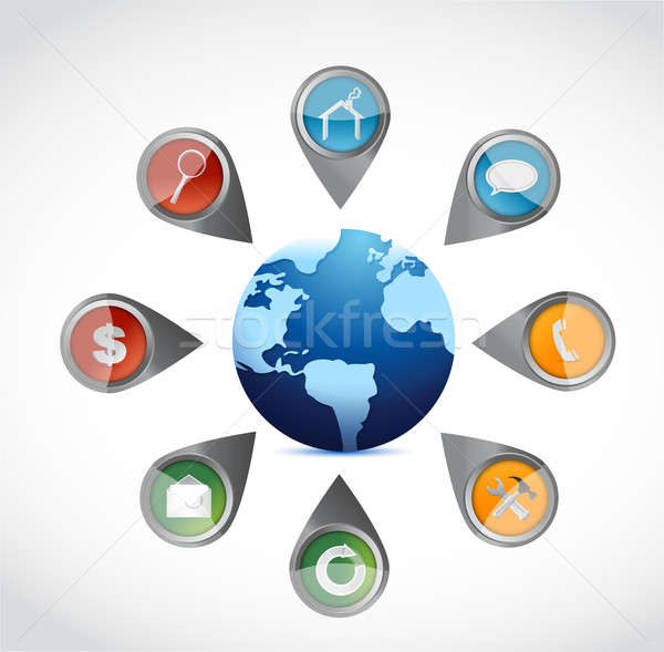 Apps and tools around a globe. illustration  Stock photo © alexmillos