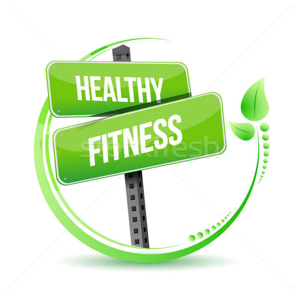 Zdrowych fitness podpisania ulicy ilustracja projektu biały Zdjęcia stock © alexmillos