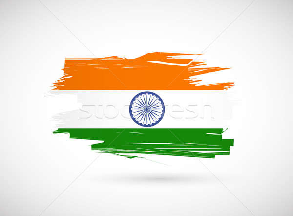 Grunge Tinte indian Flagge Illustration Design Stock foto © alexmillos
